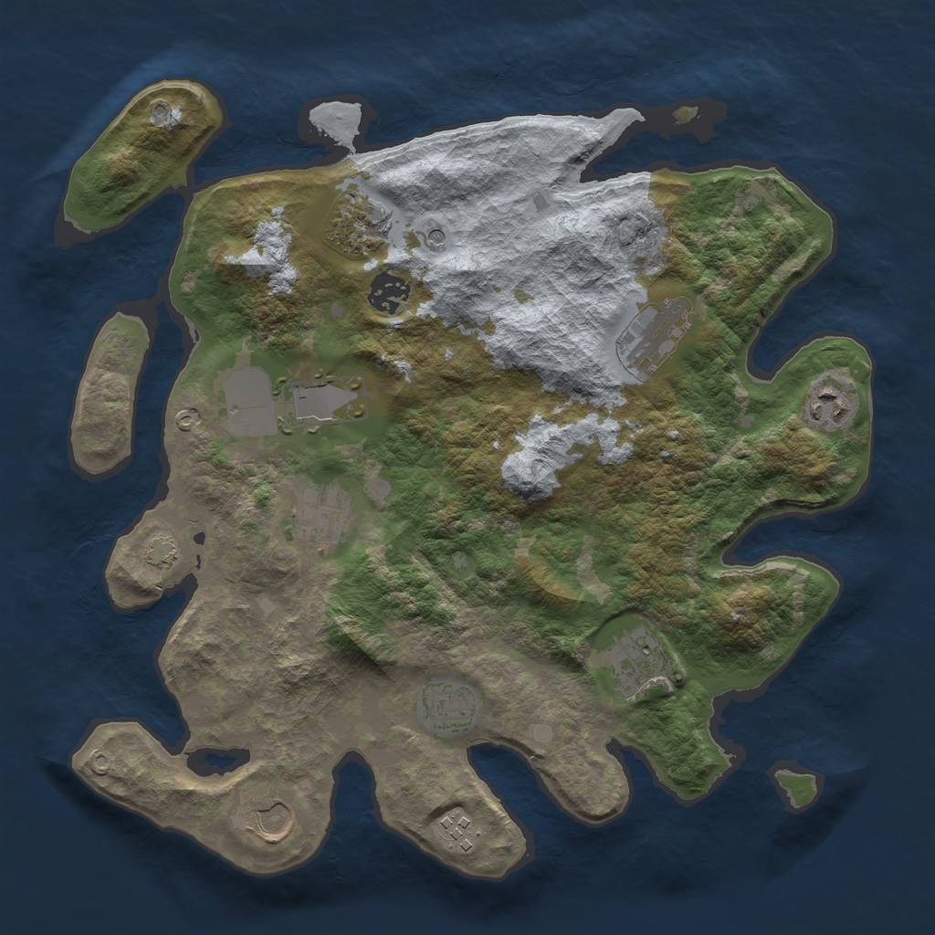Rust Map: Barren, Size: 3500, Seed: 117671814, 14 Monuments