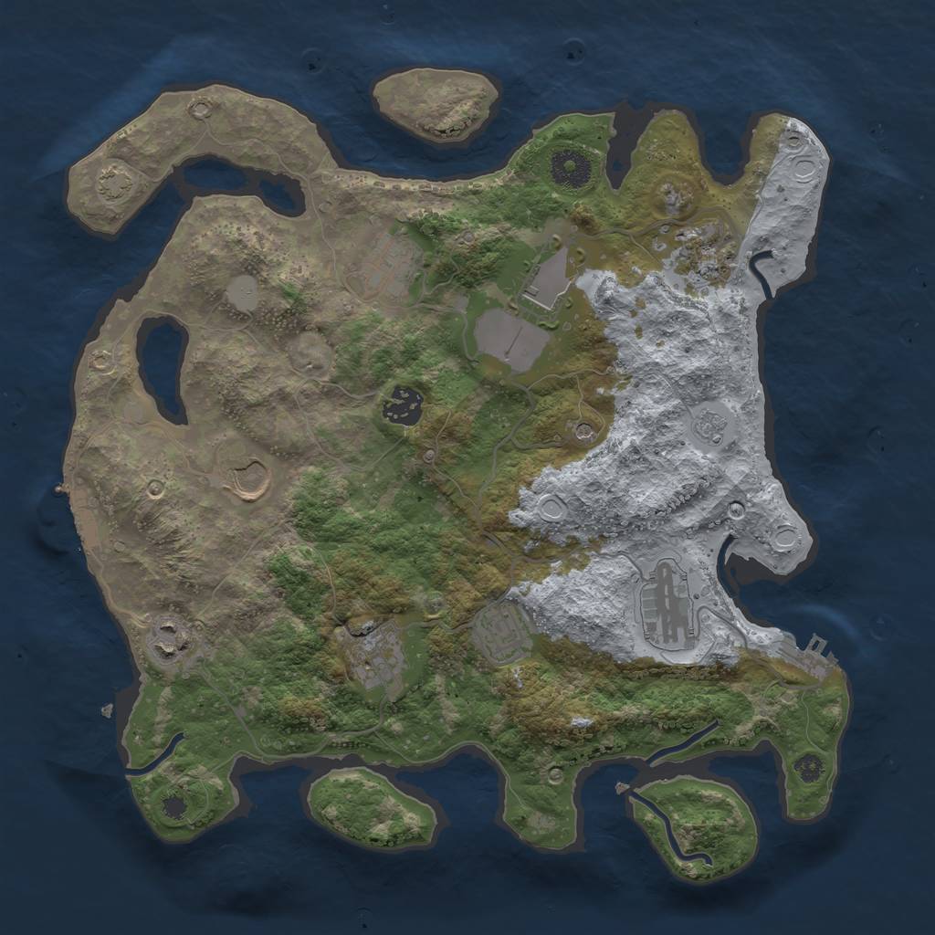 Rust Map: Procedural Map, Size: 3500, Seed: 42746843, 17 Monuments
