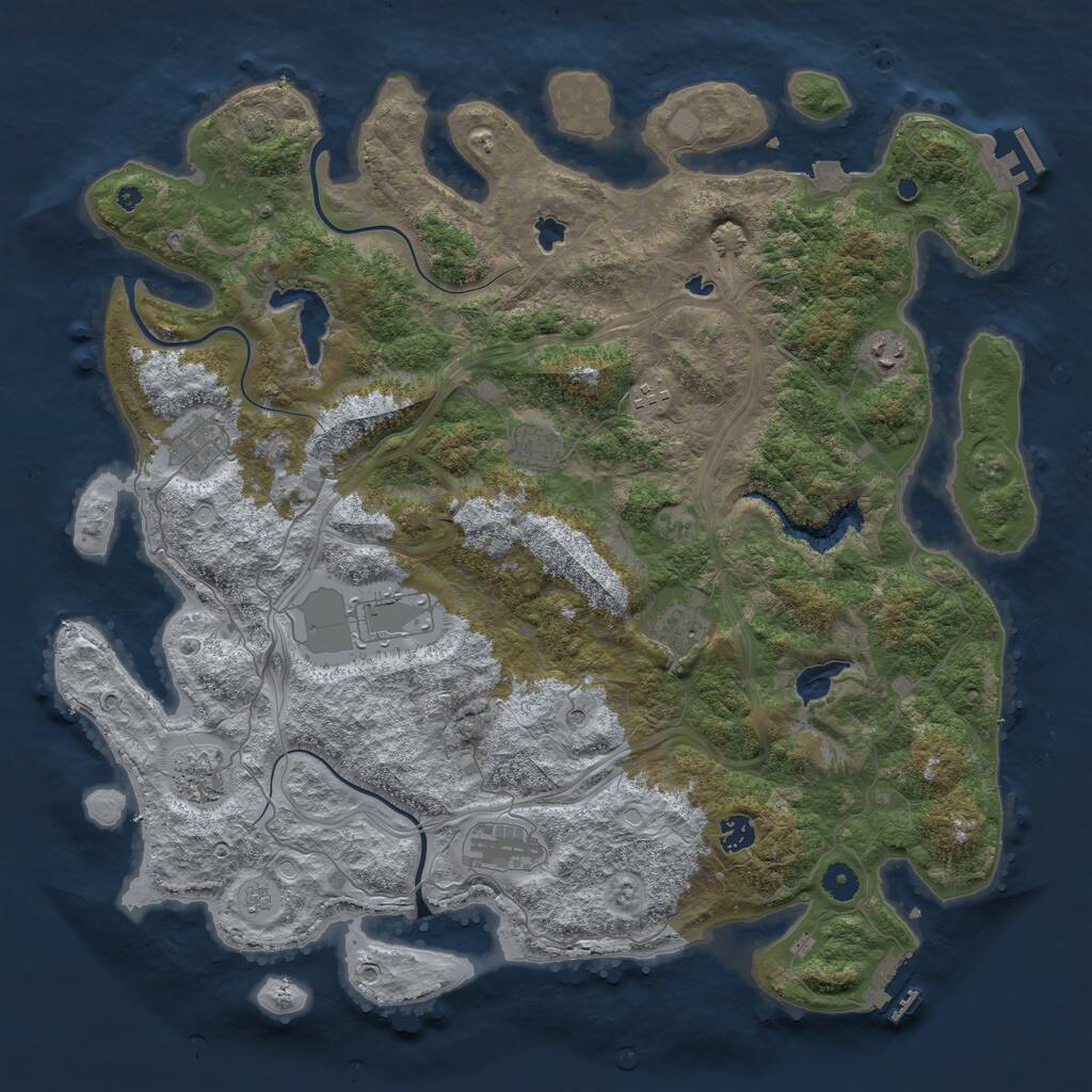 Rust Map: Procedural Map, Size: 4500, Seed: 102030405, 15 Monuments