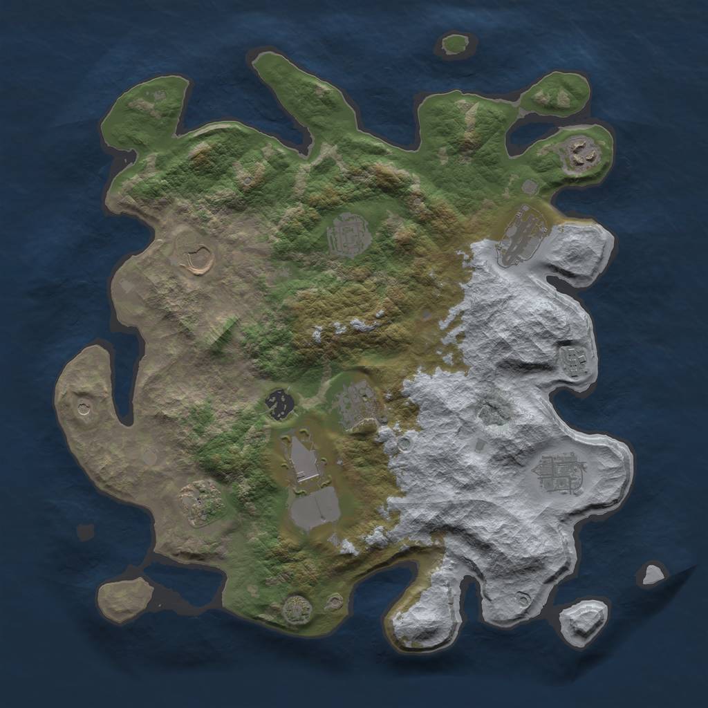 Rust Map: Barren, Size: 3750, Seed: 34594125, 14 Monuments