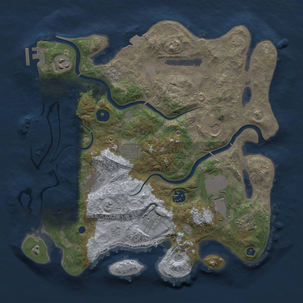 Rust Map: Procedural Map, Size: 3500, Seed: 124033396, 15 Monuments