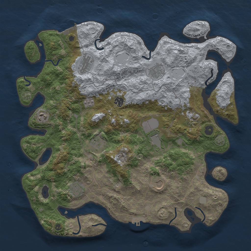 Rust Map: Procedural Map, Size: 4000, Seed: 914371408, 18 Monuments