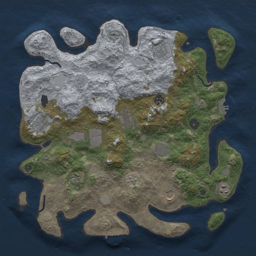 Rust Map: Procedural Map, Size: 3750, Seed: 18324027, 18 Monuments
