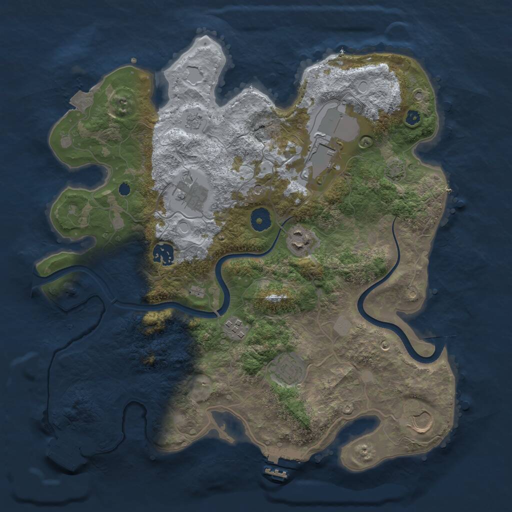 Rust Map: Procedural Map, Size: 3500, Seed: 339931101, 13 Monuments