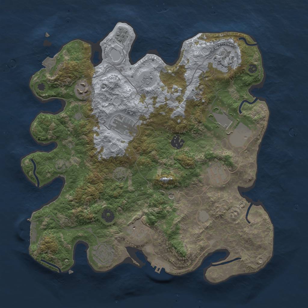 Rust Map: Procedural Map, Size: 3500, Seed: 339931101, 17 Monuments