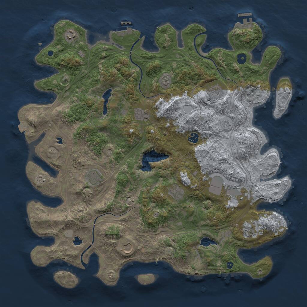 Rust Map: Procedural Map, Size: 4500, Seed: 608629, 16 Monuments