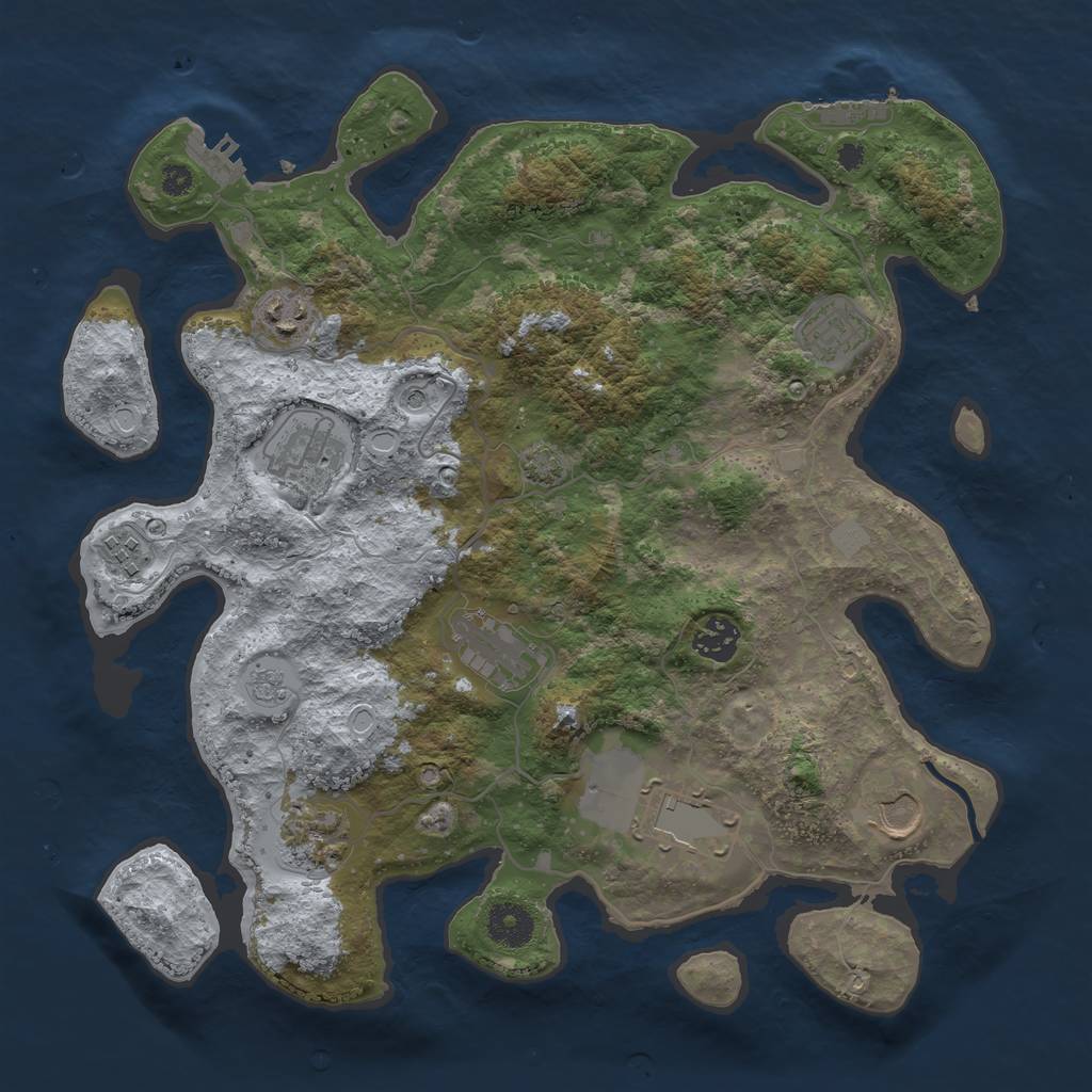 Rust Map: Procedural Map, Size: 3600, Seed: 29386272, 17 Monuments