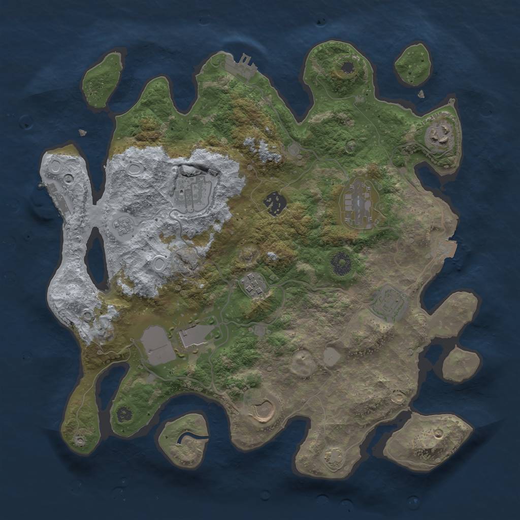 Rust Map: Procedural Map, Size: 3500, Seed: 77634084, 15 Monuments