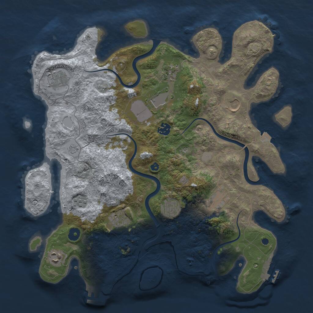 Rust Map: Procedural Map, Size: 3750, Seed: 1851838109, 16 Monuments