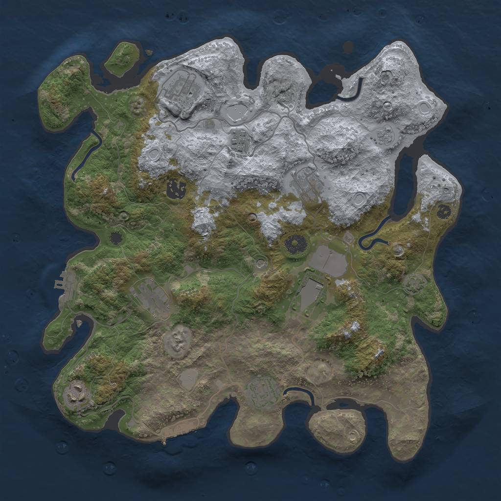 Rust Map: Procedural Map, Size: 3600, Seed: 42965885, 16 Monuments