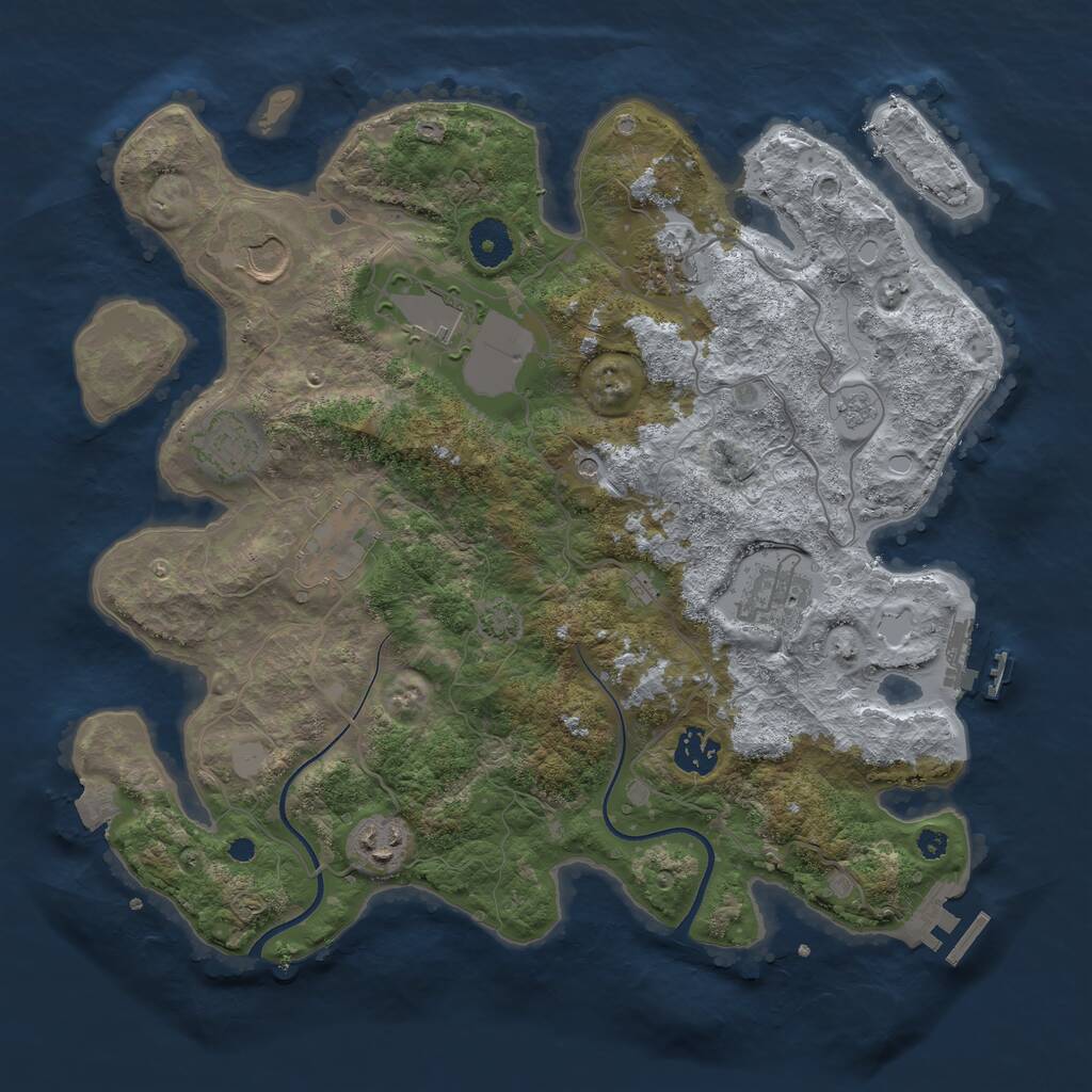 Rust Map: Procedural Map, Size: 3600, Seed: 24894744, 14 Monuments