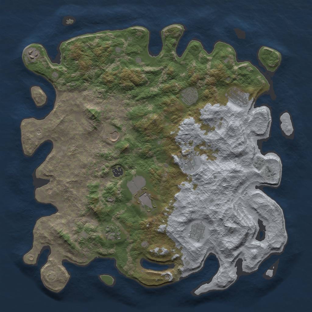Rust Map: Barren, Size: 4400, Seed: 81919972, 14 Monuments