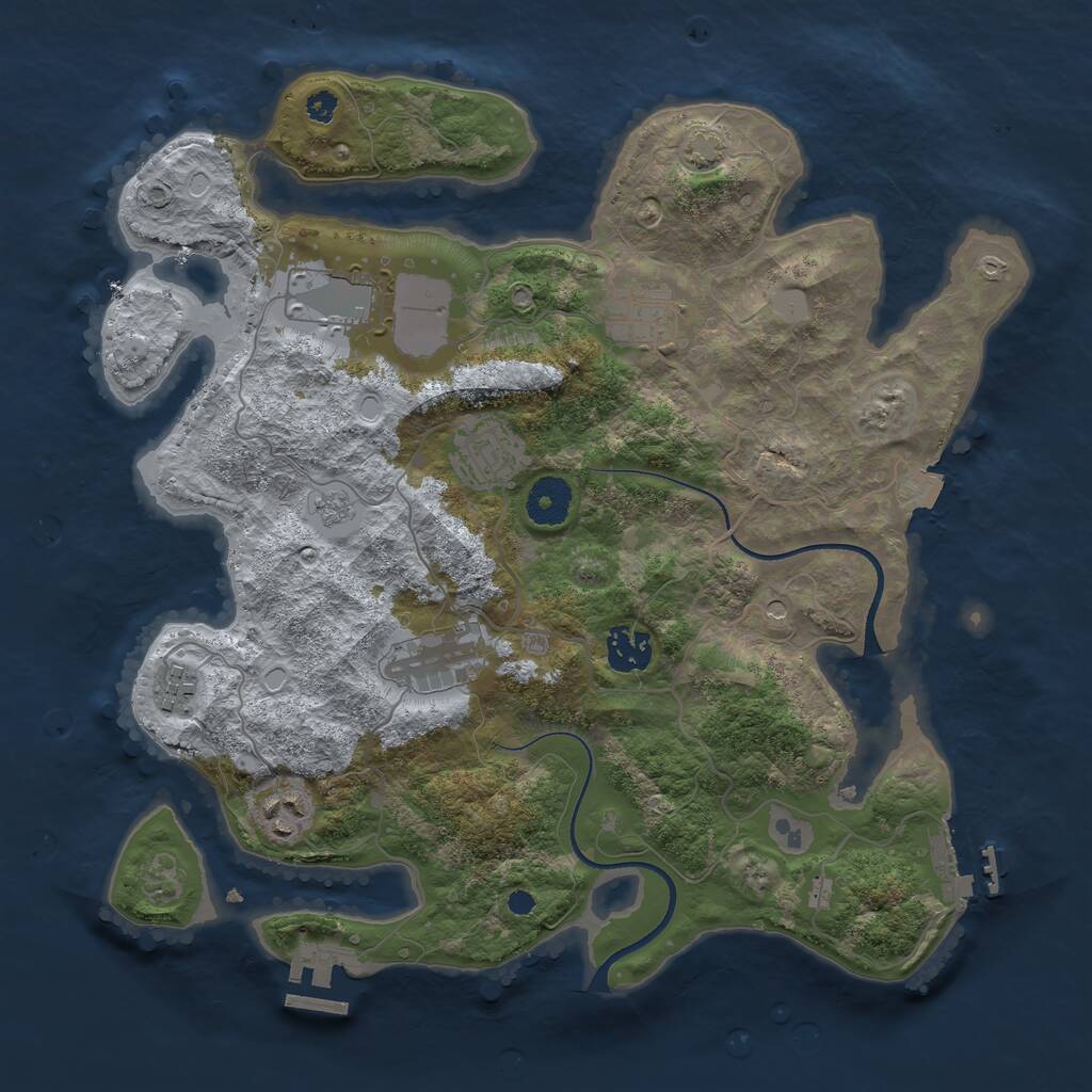 Rust Map: Procedural Map, Size: 3500, Seed: 28010, 13 Monuments