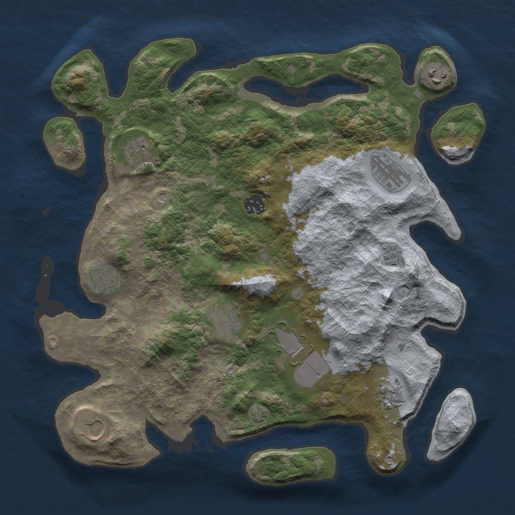 Rust Map: Barren, Size: 3800, Seed: 36007061, 14 Monuments