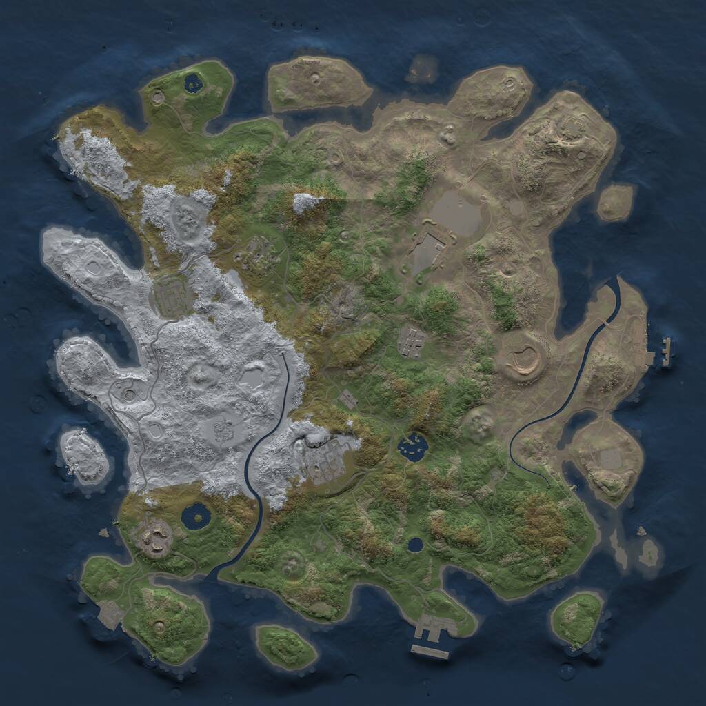 Rust Map: Procedural Map, Size: 3800, Seed: 736474374, 14 Monuments