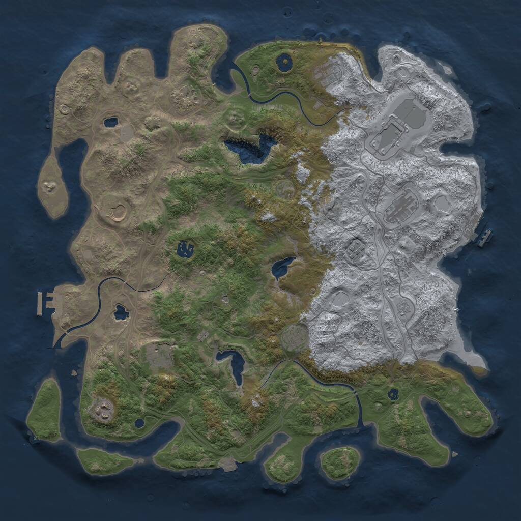 Rust Map: Procedural Map, Size: 4500, Seed: 990438148, 16 Monuments