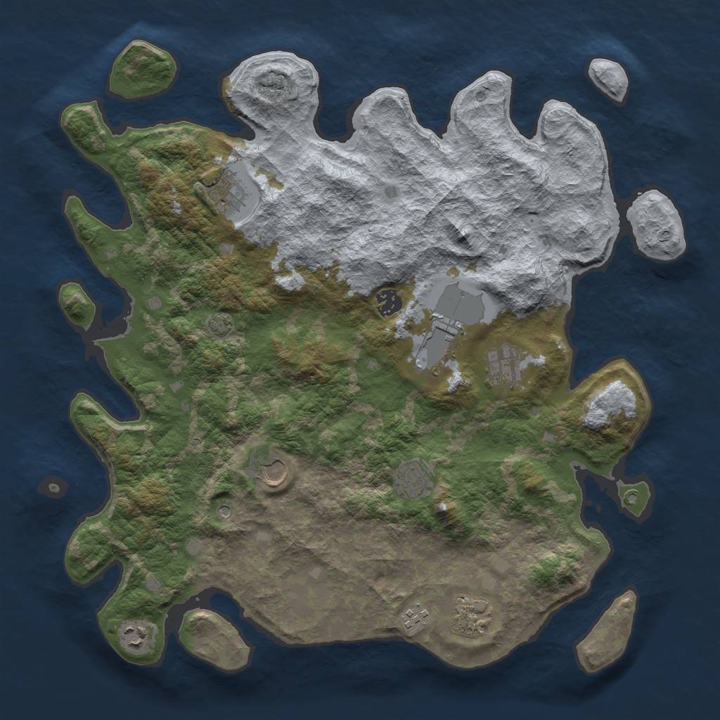 Rust Map: Barren, Size: 4100, Seed: 22259302, 13 Monuments