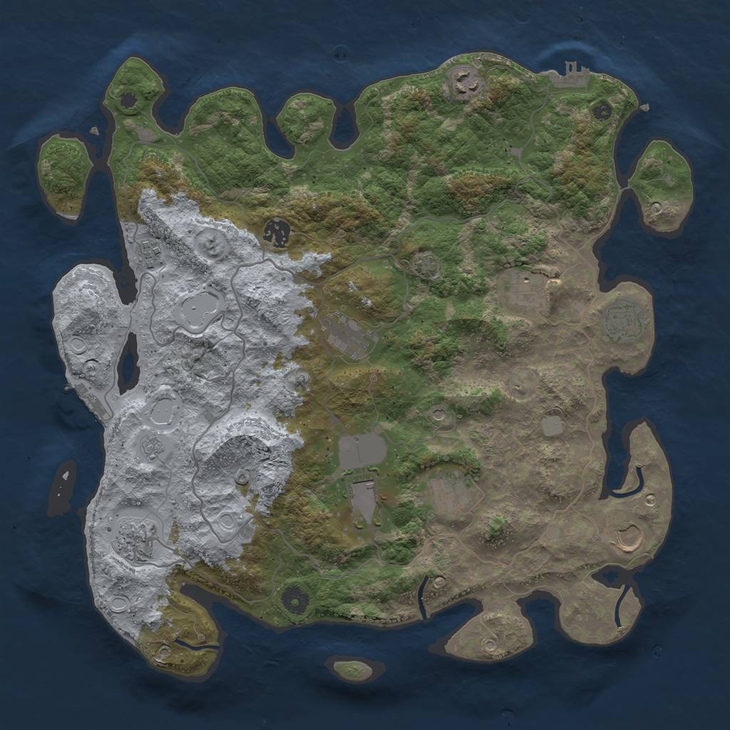 Rust Map: Procedural Map, Size: 4000, Seed: 20230613, 18 Monuments
