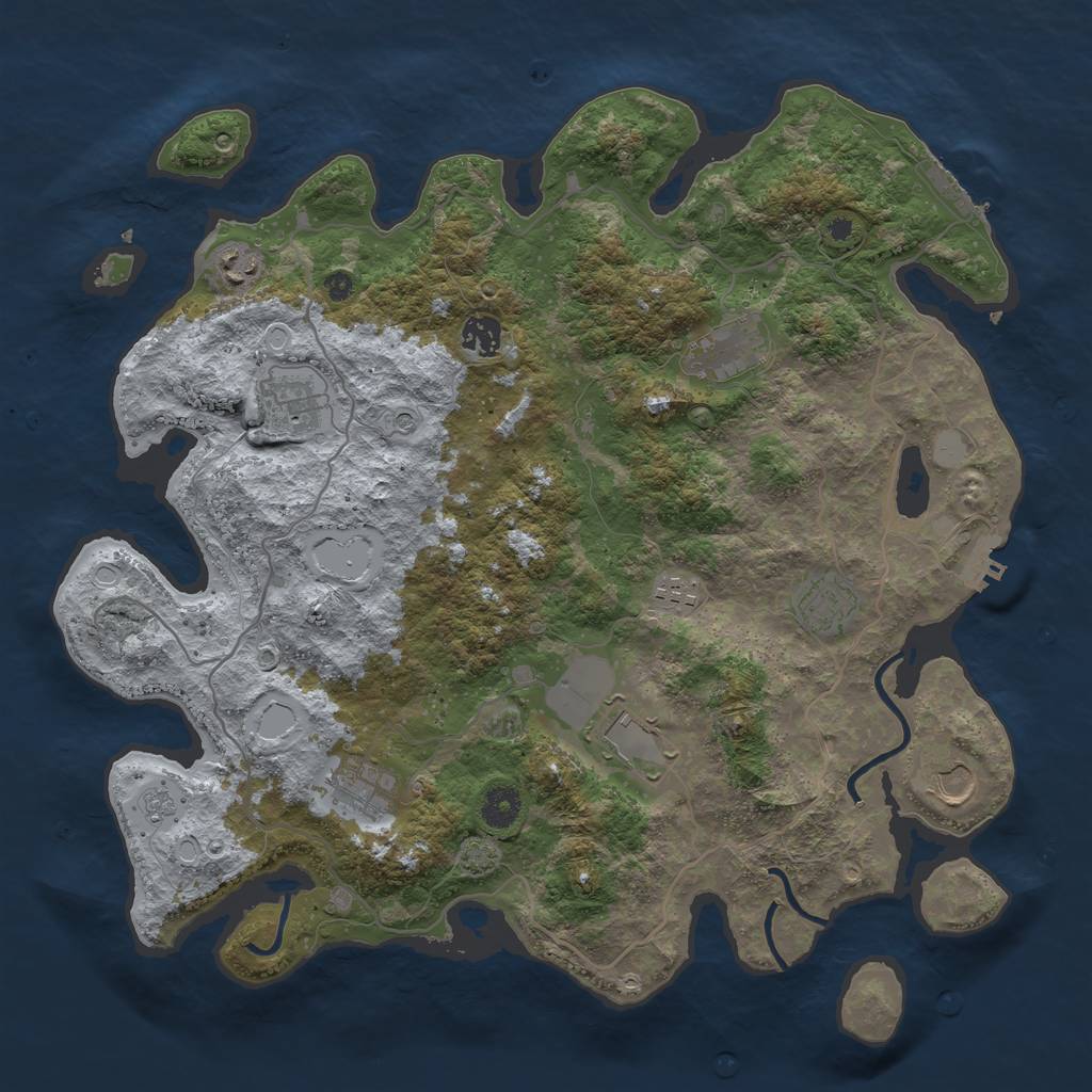 Rust Map: Procedural Map, Size: 4000, Seed: 1885424108, 17 Monuments