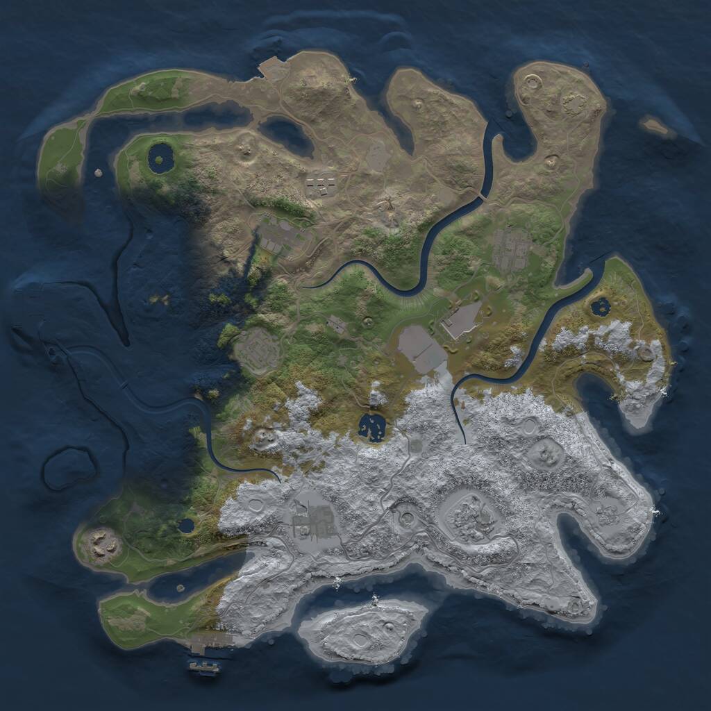 Rust Map: Procedural Map, Size: 3750, Seed: 58993686, 15 Monuments