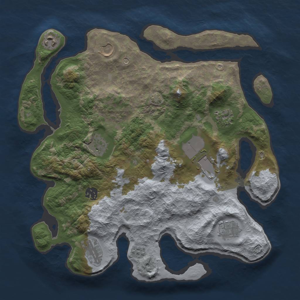 Rust Map: Barren, Size: 3500, Seed: 356175, 13 Monuments