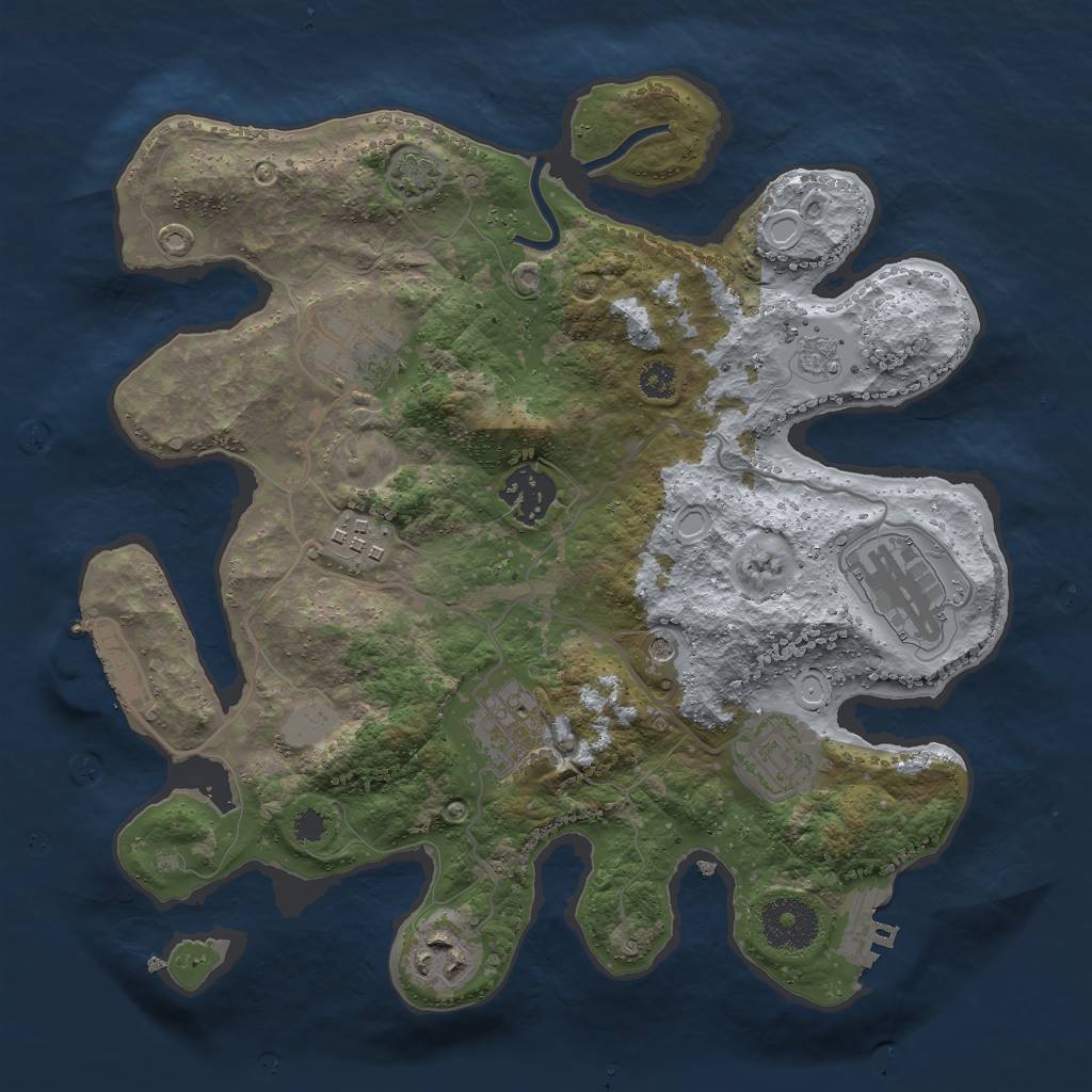 Rust Map: Procedural Map, Size: 3000, Seed: 791112975, 15 Monuments