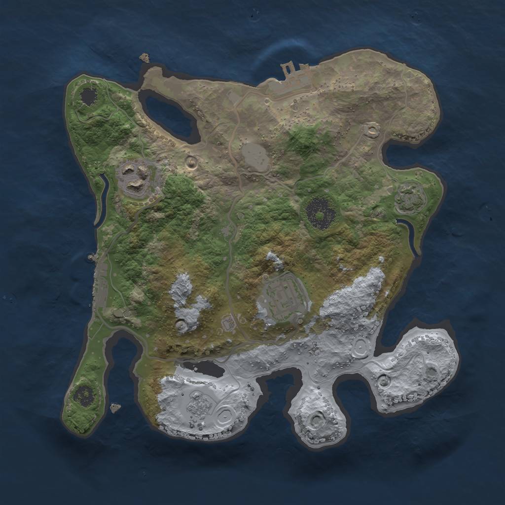 Rust Map: Procedural Map, Size: 2500, Seed: 175492205, 9 Monuments