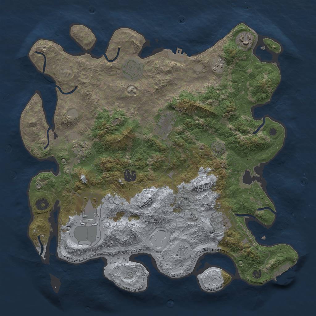 Rust Map: Procedural Map, Size: 3700, Seed: 168822121, 16 Monuments