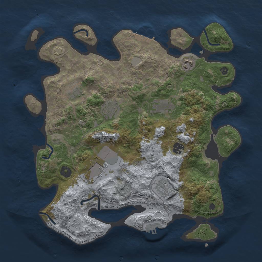 Rust Map: Procedural Map, Size: 3500, Seed: 126233557, 15 Monuments