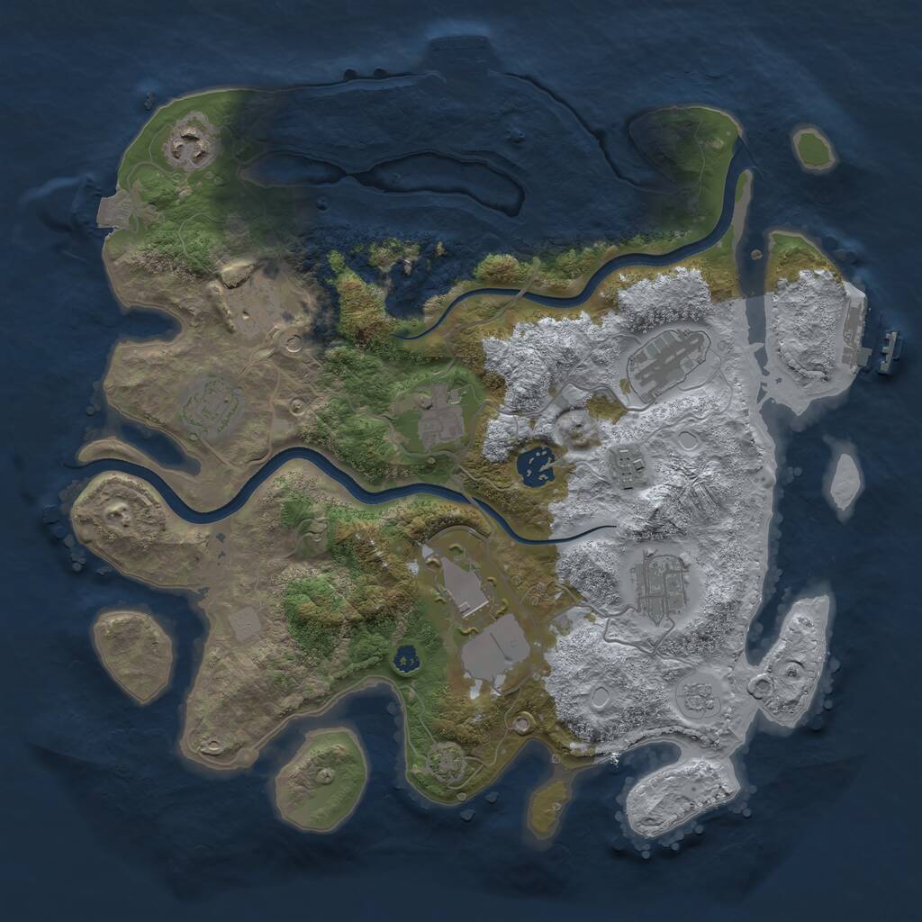 Rust Map: Procedural Map, Size: 3500, Seed: 2147390458, 15 Monuments