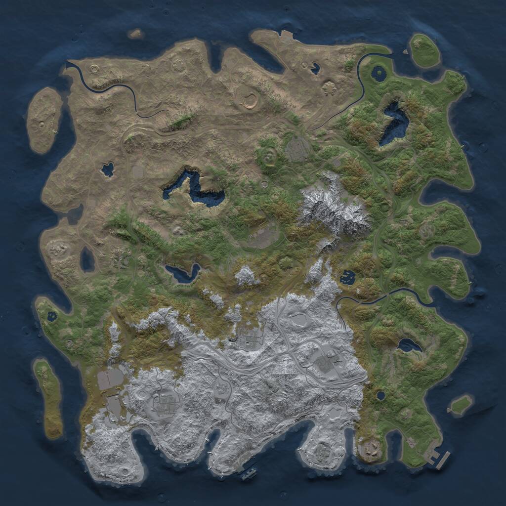 Rust Map: Procedural Map, Size: 5000, Seed: 114514, 17 Monuments