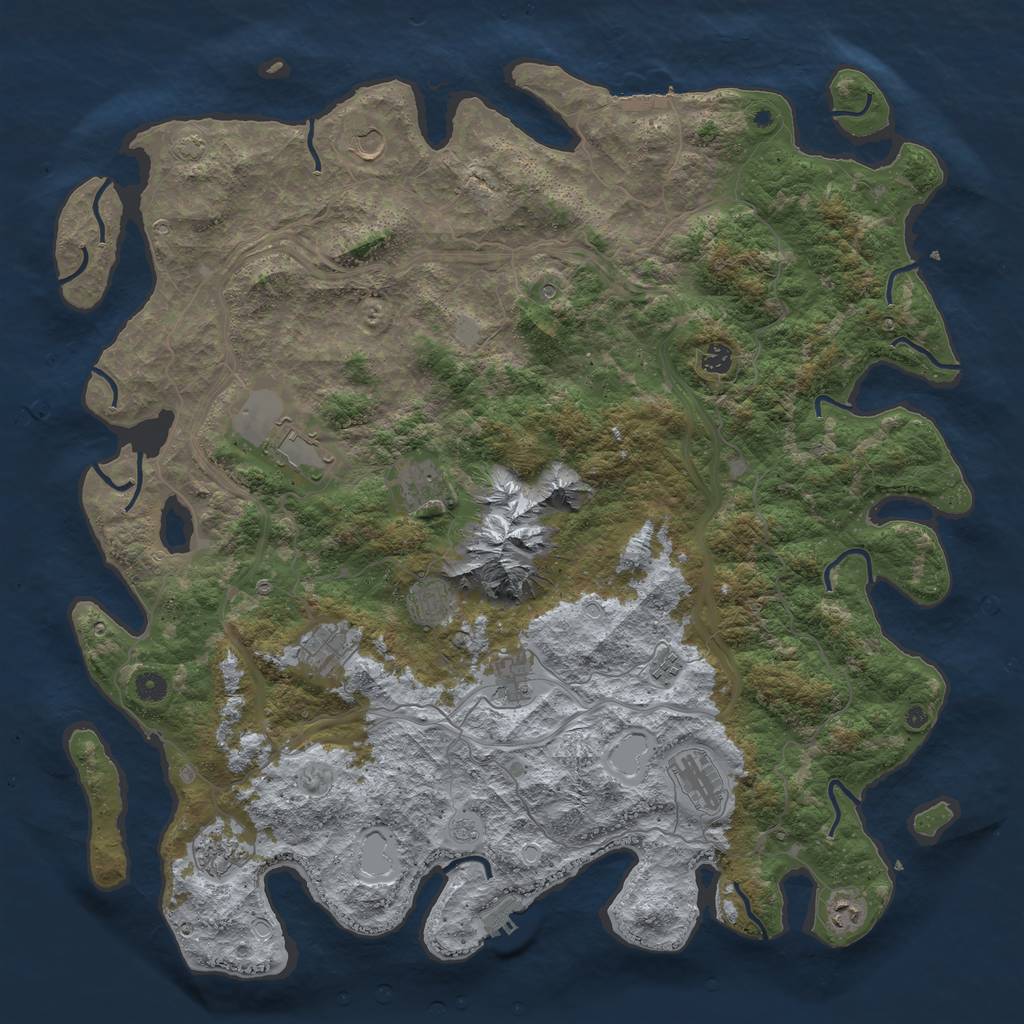 Rust Map: Procedural Map, Size: 5000, Seed: 114514, 19 Monuments