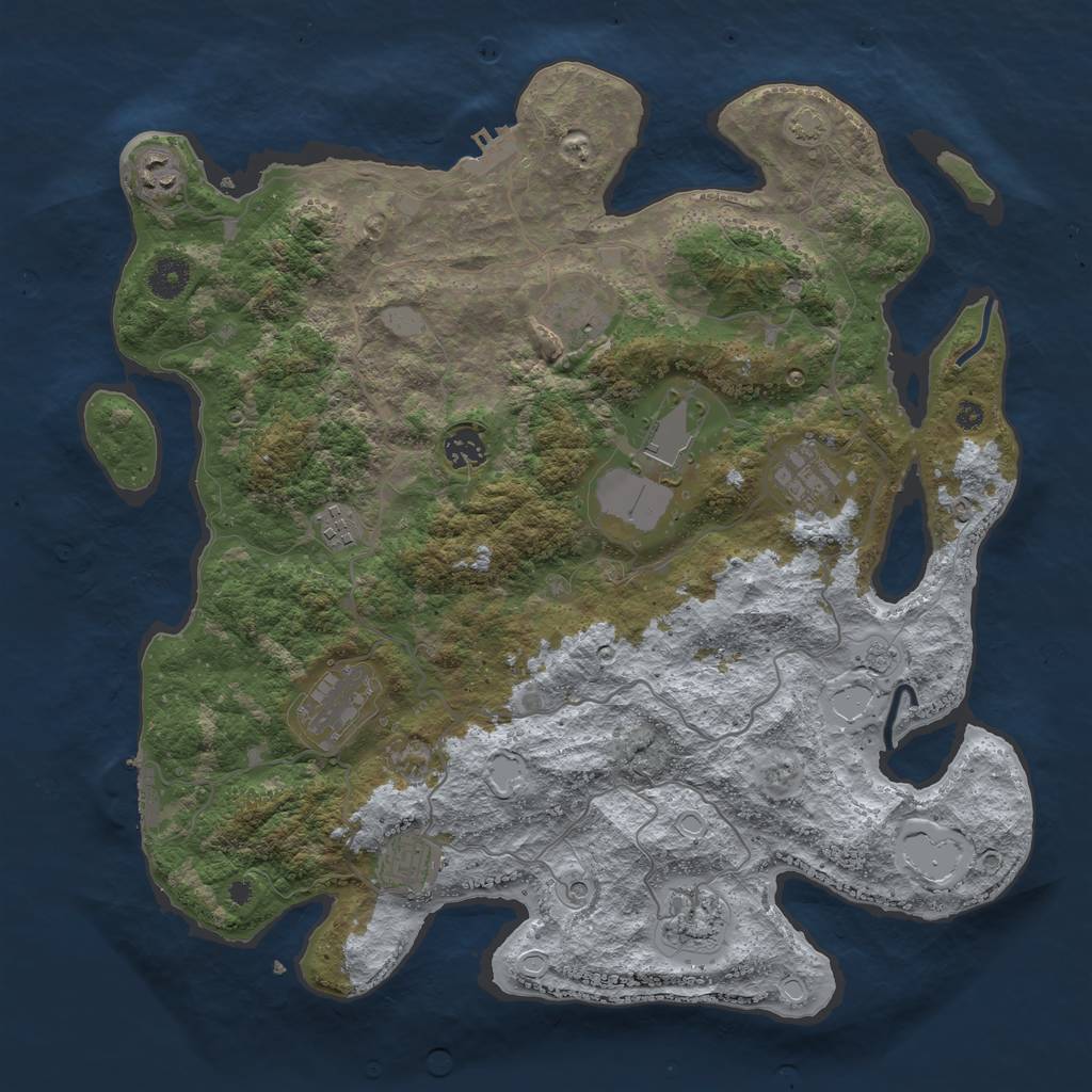 Rust Map: Procedural Map, Size: 4000, Seed: 66573, 17 Monuments