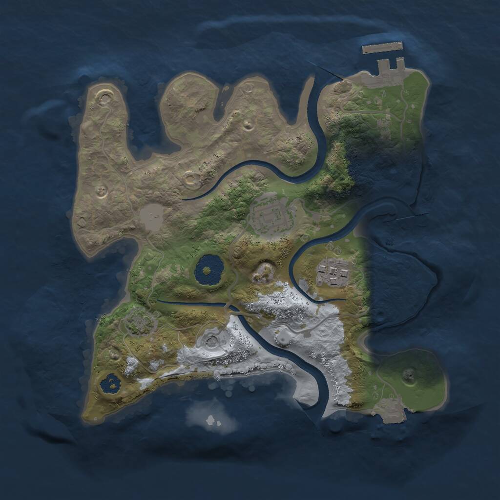 Rust Map: Procedural Map, Size: 2500, Seed: 534578554, 6 Monuments