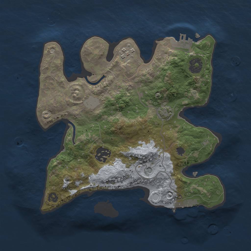 Rust Map: Procedural Map, Size: 2500, Seed: 534578554, 9 Monuments