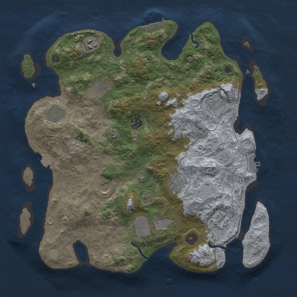 Rust Map: Procedural Map, Size: 3750, Seed: 1111476937, 18 Monuments