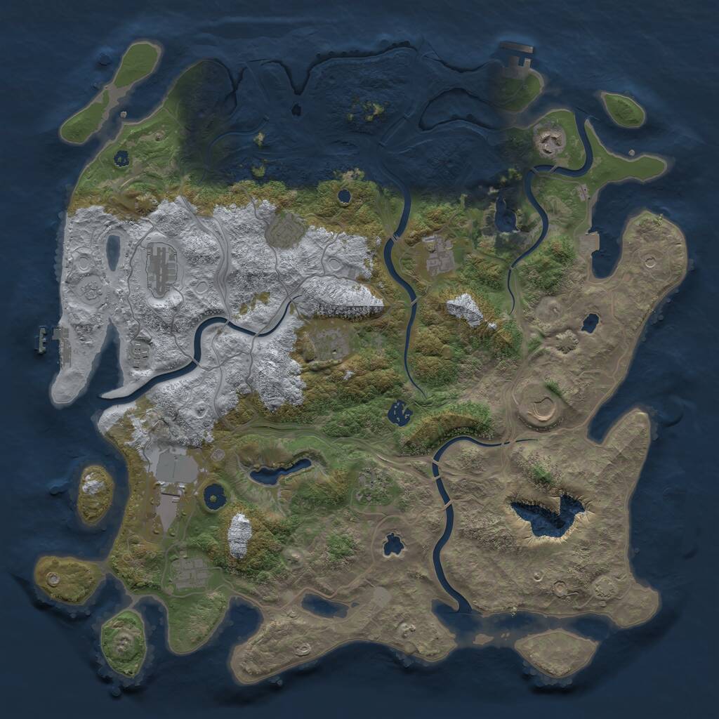 Rust Map: Procedural Map, Size: 4500, Seed: 1512298458, 17 Monuments