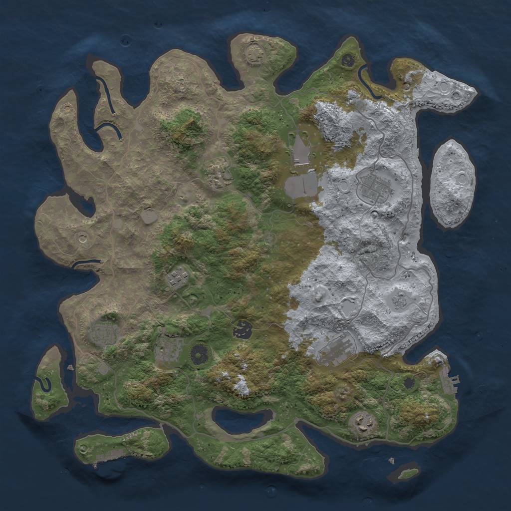 Rust Map: Procedural Map, Size: 4000, Seed: 694111777, 17 Monuments