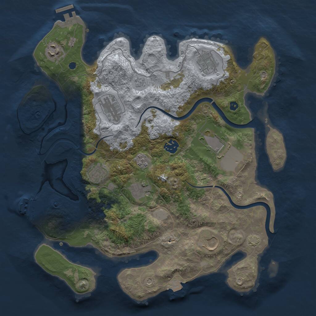 Rust Map: Procedural Map, Size: 3500, Seed: 1459174631, 15 Monuments