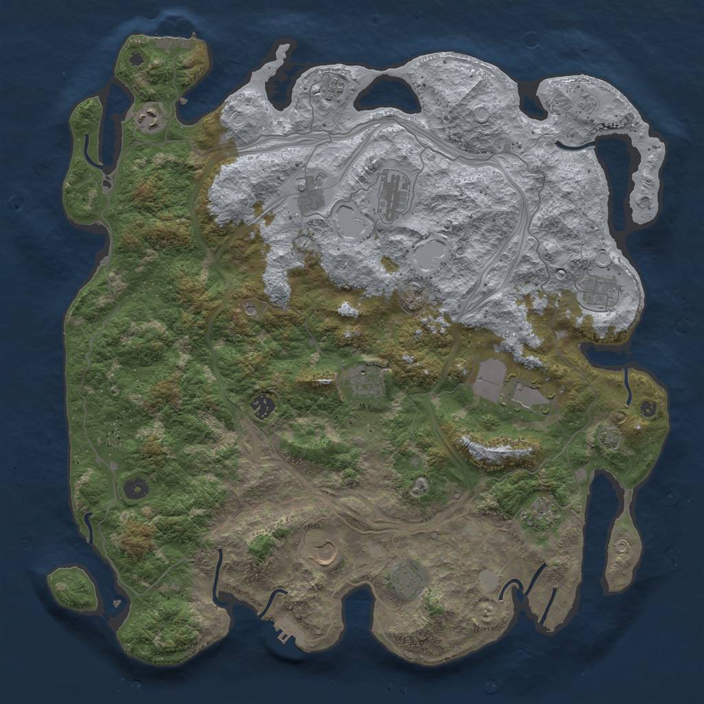 Rust Map: Procedural Map, Size: 4500, Seed: 693311616, 19 Monuments
