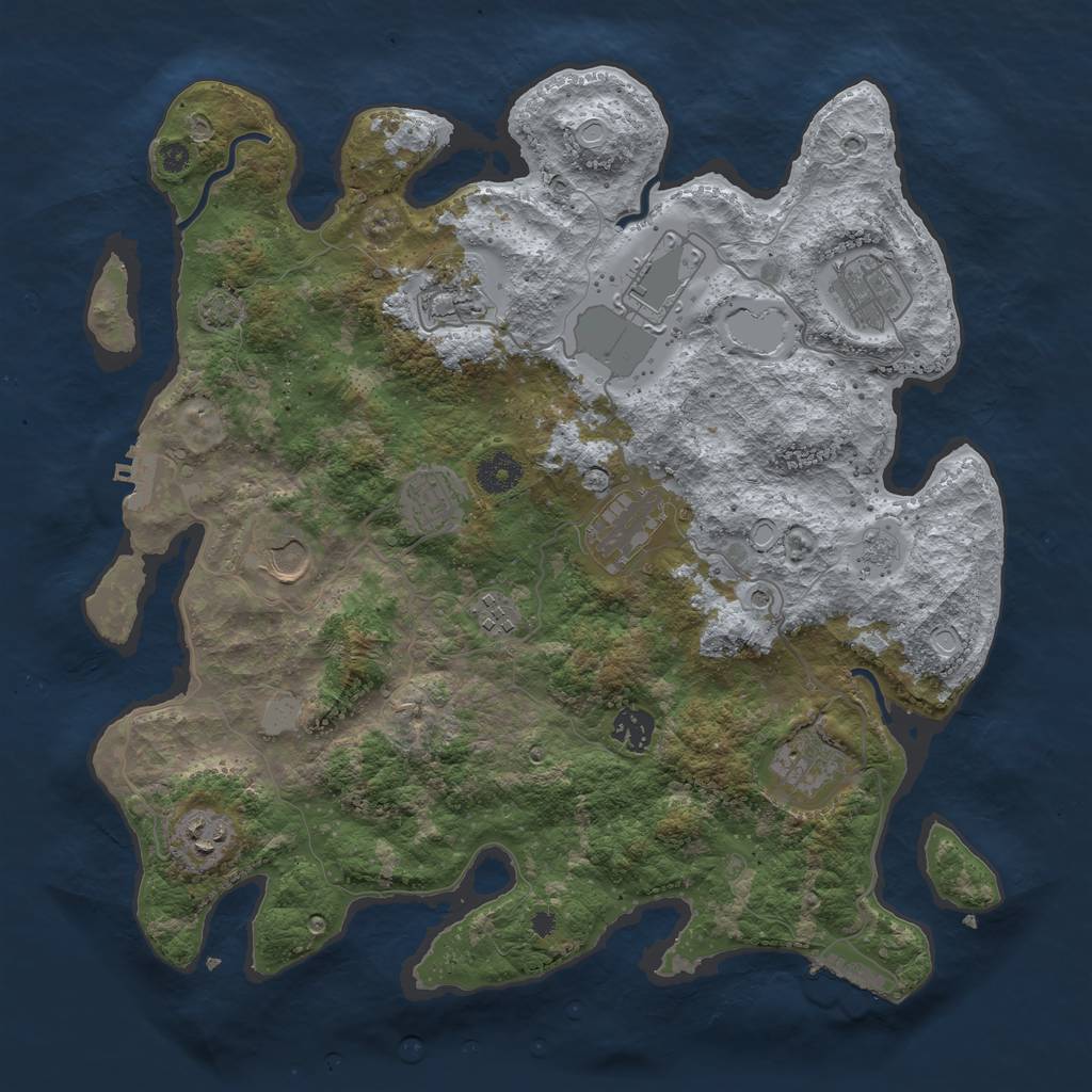 Rust Map: Procedural Map, Size: 3800, Seed: 40658907, 18 Monuments