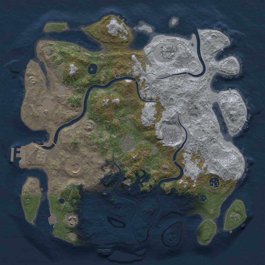 Rust Map: Procedural Map, Size: 3900, Seed: 35527341, 14 Monuments