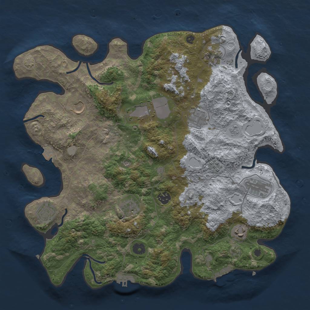 Rust Map: Procedural Map, Size: 3800, Seed: 9831028, 18 Monuments