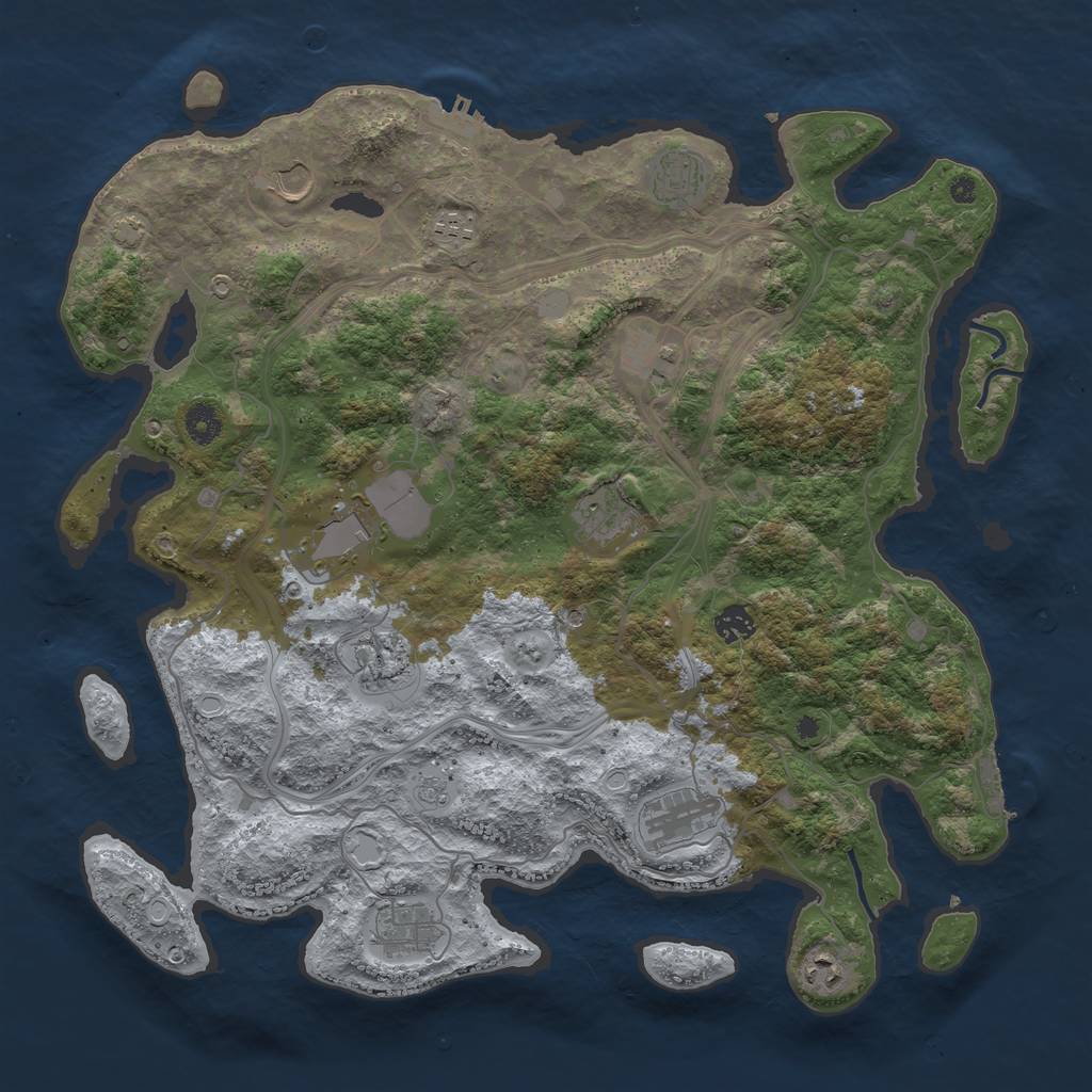 Rust Map: Procedural Map, Size: 4250, Seed: 951788226, 19 Monuments