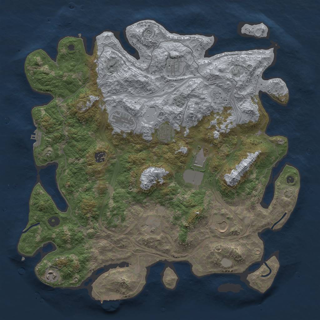 Rust Map: Procedural Map, Size: 4300, Seed: 87030764, 17 Monuments