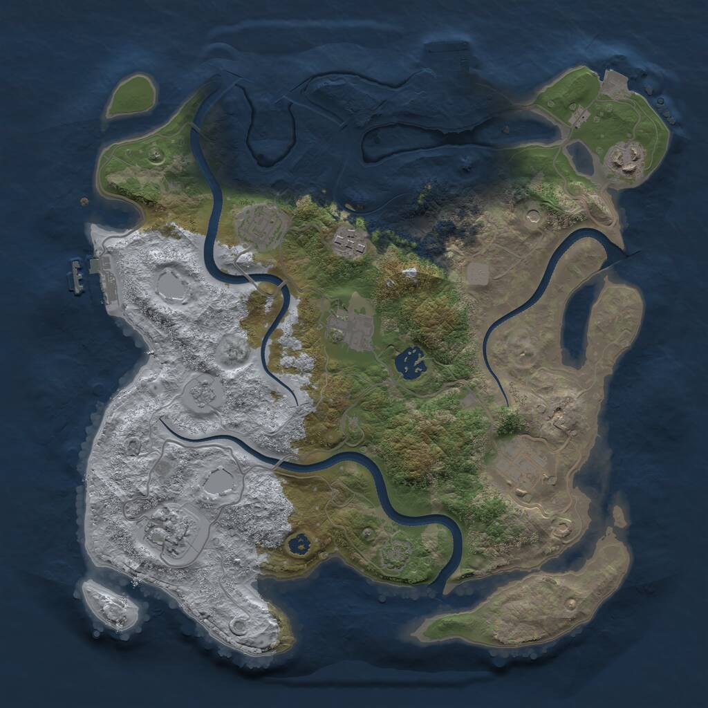 Rust Map: Procedural Map, Size: 3400, Seed: 50488534, 13 Monuments