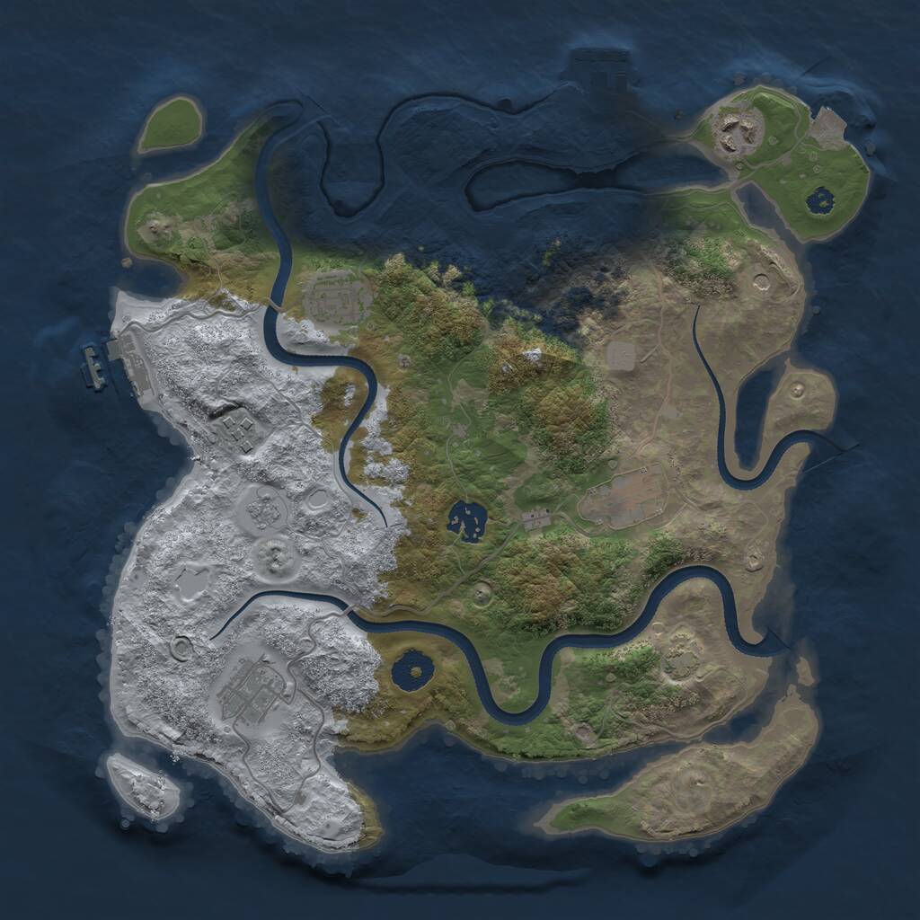 Rust Map: Procedural Map, Size: 3400, Seed: 50488534, 12 Monuments