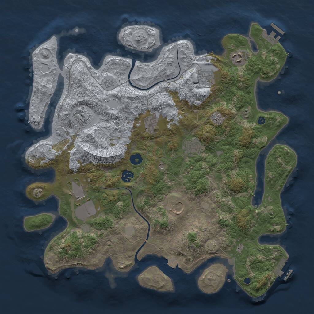 Rust Map: Procedural Map, Size: 3950, Seed: 19917636, 15 Monuments