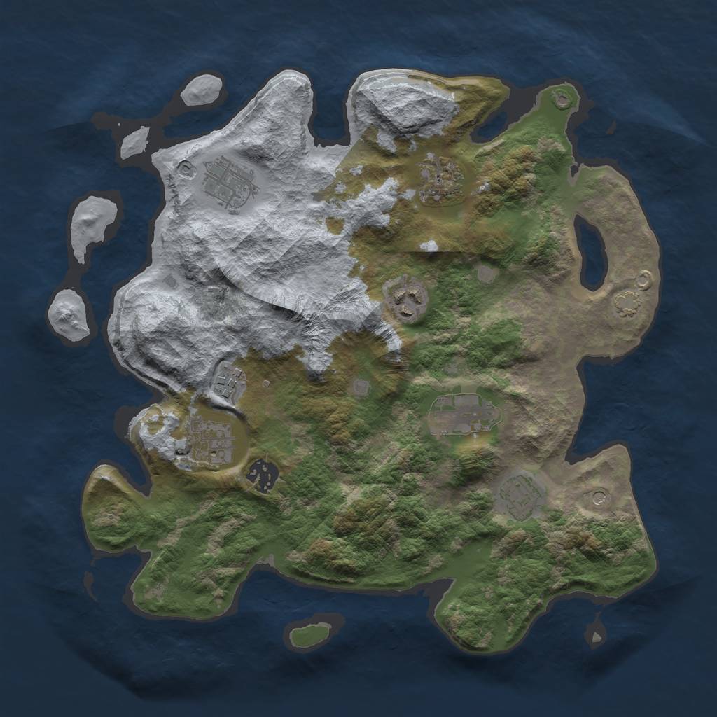 Rust Map: Barren, Size: 3400, Seed: 90400062, 12 Monuments