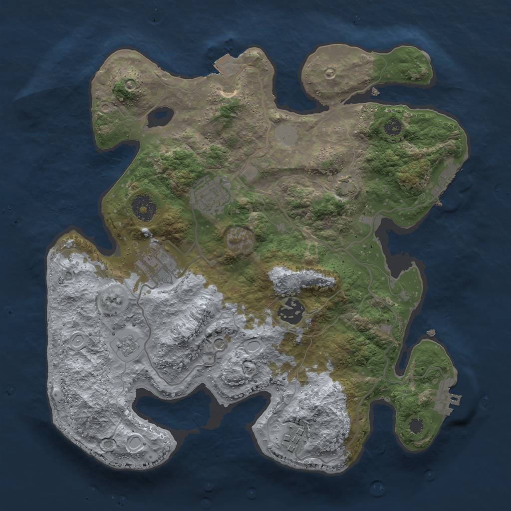 Rust Map: Procedural Map, Size: 3000, Seed: 836733017, 12 Monuments